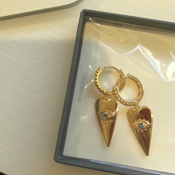 Evil Eye Huggie Hoop Earrings New - Picture 5 of 7